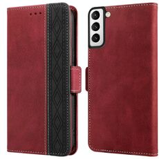 Per Samsung Galaxy S22 + 5G cuciture custodia fianco-magnetica in pelle rfid (rosso)