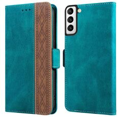 Per Samsung Galaxy S22 + 5G cuciture custodia fianco-magnetica in pelle rfid (verde scuro)