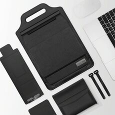 Borsa per laptop portatile da 12 pollici multifunzione del mouse del supporto del mouse (nero)