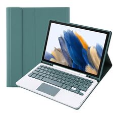 A08B-A custodia in pelle Bluetooth Bluetooth color caramella con slot a penna e touchpad per Samsung Galaxy Tab A8 2021 SM-X205 / SM-X200 (verde scuro)