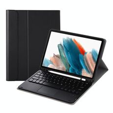 A08B-A custodia in pelle da tastiera Bluetooth con slot a penna e touchpad per Samsung Galaxy Tab A8 2021 SM-X205 / SM-X200 (nero)