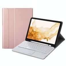 A700B-Una custodia in pelle da tastiera Bluetooth con slot a penna e touchpad per Samsung Galaxy Tab S8 11 pollici SM-X700 / SM-X706 (oro rosa)