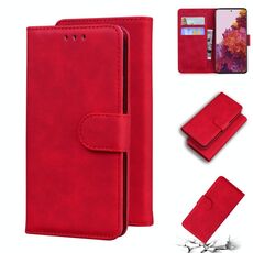 Per Samsung Galaxy S21 Ultra 5G Skin Feel Pure Color flip custodia per cellulare in pelle (rosso)