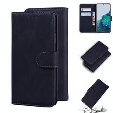 Per Samsung Galaxy S22 + 5G Skin Skin Feel Pure Color flip in pelle custodia in pelle (nero)