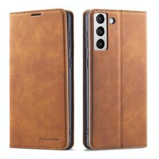 Per Samsung Galaxy S22 + 5G Forwenw Dream Series Edge Olio Forte Magnetism Cassa del telefono in pelle (marrone)