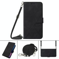 Per Samsung Galaxy S21 Ultra 5G Crossbody 3D in rilievo in rilievo in pelle flip (nero)