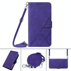 Per Samsung Galaxy S21 Ultra 5G Crossbody 3D in rilievo in cuoio flip in pelle flip (viola)