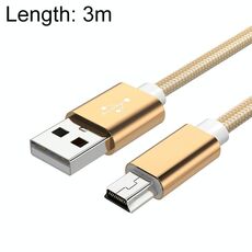 5 PCS MINI USB a USB A DATI / Cavo di carica intrecciato per MP3, Fotocamera, Dvr auto, Lunghezza: 3m (oro)