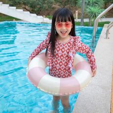 Anello da nuoto per bambini addensato Anello gonfiabile sotto le ascelle 50 cm (rosa a strisce)