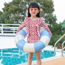 2 pezzi addensato per bambini nuoto anello gonfiabile anello ascella gonfiabile 75 cm (a strisce blu)
