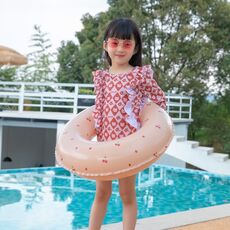 2 pezzi addensato per bambini nuoto anello gonfiabile anello ascella gonfiabile 75 cm (ciliegia)