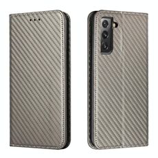 Per Samsung Galaxy S22 + 5G Cassa del telefono flip texture in fibra di carbonio (grigio)