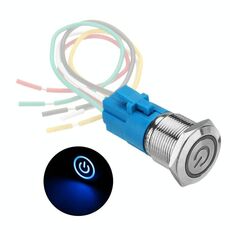 2 PCS 19mm Auto Modificato Metallo Pulsante Impermeabile Pulsante Attrezzo piatto con luce, Colore: Auto-Block Blue Light