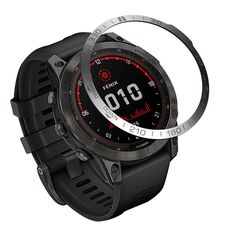Coperchio ad anello di cornice per smartwatch per Garmin Fenix 7x (Silver Ring Grey Caratteri)