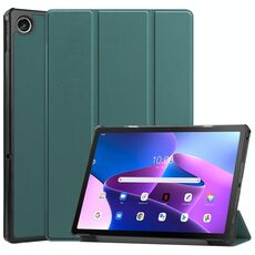 Per Lenovo Tab M10 Plus 10.6 3a generazione 2022 Custer Texture 3-Fold Custodia per tablet in pelle intelligente (verde scuro)