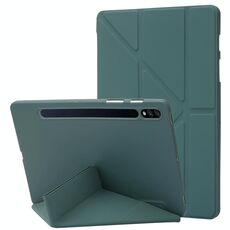 Per Samsung Galaxy Tab S8+ / S7+ Custodia in pelle silicone deformazione (verde scuro)