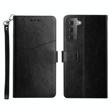 Per Samsung Galaxy S22+ Y cucitura orizzontale Flip Leather Case (nero)