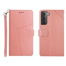 Per Samsung Galaxy S22+ Y cucitura orizzontale Flip Leather Case (Oro rosa)