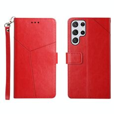 Per Samsung Galaxy S22 Ultra Y cuciture orizzontali Flip Leather Case (rosso)