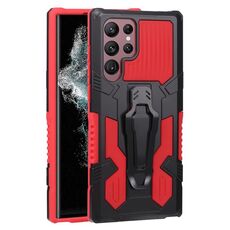 Per Samsung Galaxy S22 Ultra 5G Armor Warrior Shock AFROUP PC + TPU Custodia (Red)
