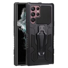 Per Samsung Galaxy S22 Ultra 5G Armor Warrior Shock AFROUP PC + TPU Custodia (Black)