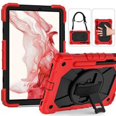 Per Samsung Galaxy Tab S8 / Tab S7 Contrast Color Robot Silicone + PC Tablet Case (rosso + nero)