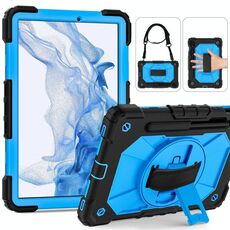 Per Samsung Galaxy Tab S8 / Tab S7 Contrast Color Robot Silicone + PC Tablet Case (nero + blu)