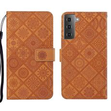 Per Samsung Galaxy S22+ 5G Ethnic Ethnic Excreated Pelle Telefono Custodia (Brown)