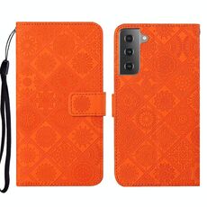 Per Samsung Galaxy S22+ 5G Ethnic Ethnic Excreated Pelle Telefono Custodia (arancione)