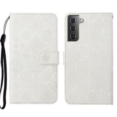 Per Samsung Galaxy S22+ 5G Ethnic Ethnic Excreated Leather Telefy Case (Bianco)