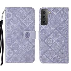 Per Samsung Galaxy S22+ 5G Ethnic Ethnic Excreated Pelle Telefono Custodia (Purple)