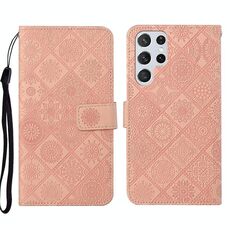 Per Samsung Galaxy S22 Ultra 5G Ethnic Ethnic Ethnic Excreated Pelle Telefono in pelle (rosa)