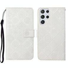 Per Samsung Galaxy S22 Ultra 5G Ethnic Ethnic Ethnic Excreated Pelle Telefono in pelle (Bianco)