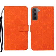 Per Samsung Galaxy S22 5G Ethnic Ethnic Excreated Pelle Telefono (arancione)