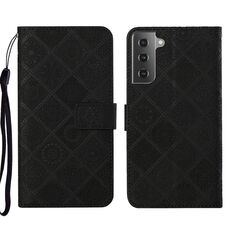 Per Samsung Galaxy S22 5G Ethnic Ethnic Excreated Pelle Telefono Custodia (Black)