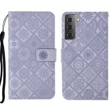 Per Samsung Galaxy S22 5G Ethnic Ethnic Excreated Leather Telefy Case (Purple)
