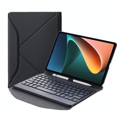 B0N5 Diamond Texture Bluetooth Case in pelle tastiera Bluetooth con supporto posteriore triangolare per Xiaomi Pad 5/5 Pro (nero + nero)