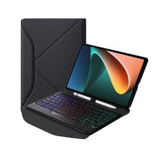 B0n5s retroilluminazione diamante texture bluetooth tastiera in pelle tastiera con supporto posteriore del triangolo per xiaomi pad 5/5 pro (nero + nero)