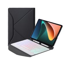 B0n5s retroilluminazione diamante texture bluetooth tastiera in pelle tastiera con supporto posteriore del triangolo per xiaomi pad 5/5 pro (nero + bianco)