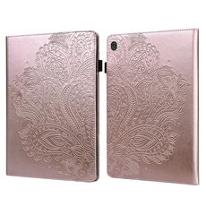 Per Lenovo M10 Plus 3a generazione 10,6 pollici Custodia per tablet in pelle con motivo pavone in rilievo (oro rosa)