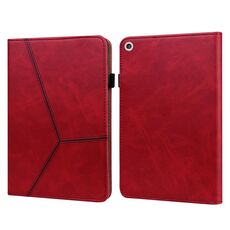 Per Lenovo M10 Plus 3a generazione Custodia per tablet in pelle goffrata a righe colorate da 10,6 pollici (rosso)