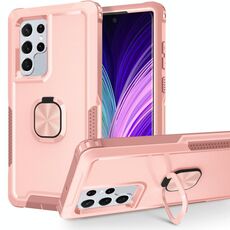 Per Samsung Galaxy S22 Ultra 5G 3 in 1 Hold Holder PC + TPU Telefono (Rose Gold)