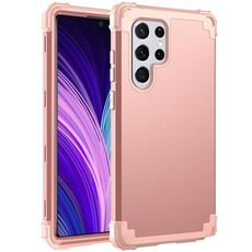 Per Samsung Galaxy S22 Ultra 5G PC + Custodia al telefono in silicone (oro rosa)