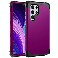 Per Samsung Galaxy S22 Ultra 5G PC + Custodia al telefono silicone (Purple scuro + nero)