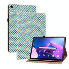 Per Lenovo Tab M10 Plus 10.6 3a Gen. Casetto in pelle Weave Color Weave con supporto (Rainbow)