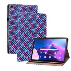 Per Lenovo Tab M10 Plus 10.6 3a Gen. Casetto in pelle Weave Color Weave con supporto (blu)