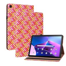 Per Lenovo Tab M10 Plus 10.6 3a Gen. Casetto in pelle Weave Color Weave With Holder (Rose Red)