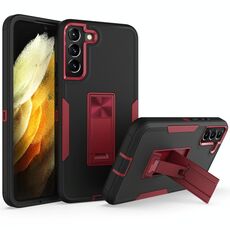 Per Samsung Galaxy S22 5G Thoolt Phone Case (Black + Wine Red)