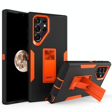 Per Samsung Galaxy S22 Ultra 5G Holder Magnetic Holder Case (nero + arancione)