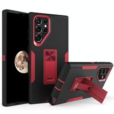 Per Samsung Galaxy S22 Ultra 5G Telfroad Magnetic Holder Case (Black + Wine Red)